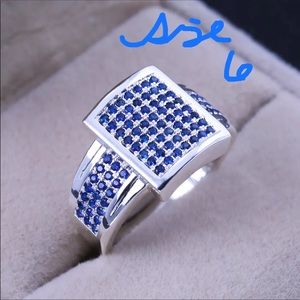 Size 6 silver and sapphire CZ ring